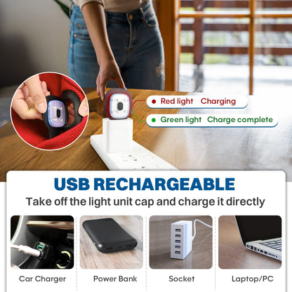 Bosttor LED Lighted Beanie Torch Hat, Knit Winter Hat for Men Dad Women, Unisex Beanie for Fishing Running Cycling, Cool Gadgets Presents Stocking Fillers Black