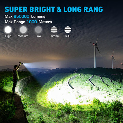 - Glarylight Torches 250000 High Lumens Rechargeable Flashlight | Led Torch 6 Modes Super Bright -