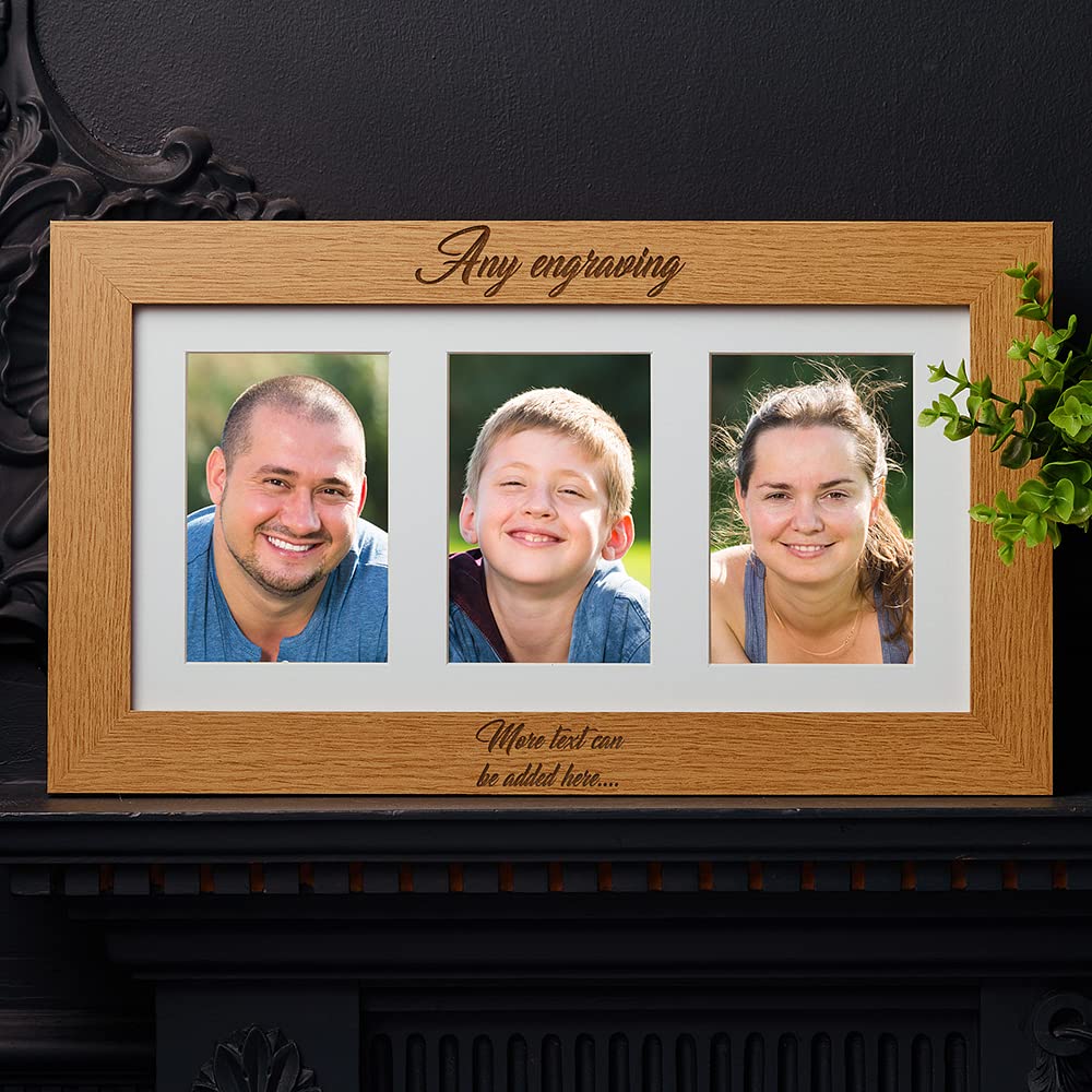 - Personalised Wooden Triple Photo 6 x 4 Frame -
