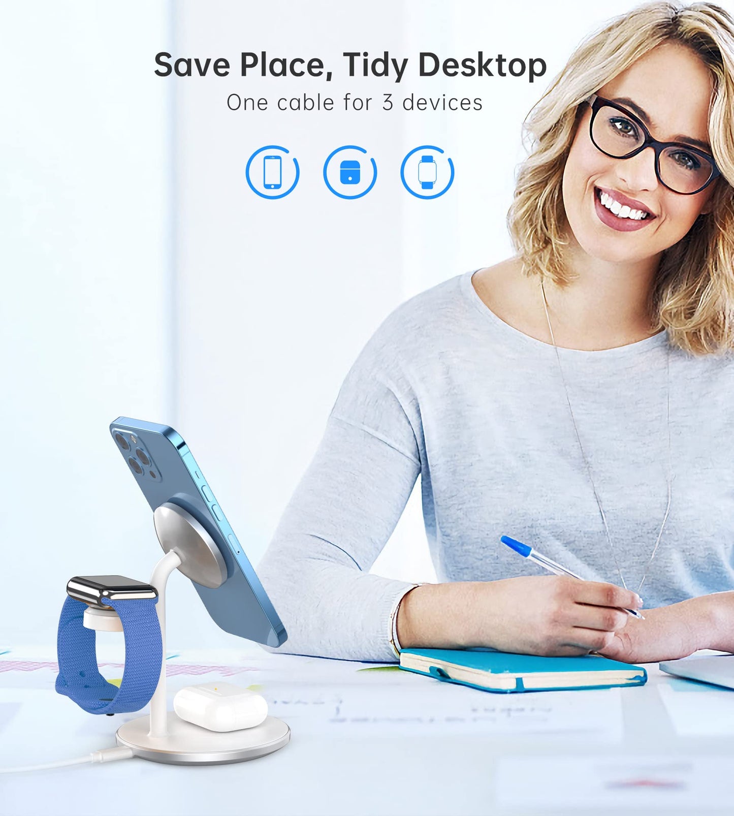 - Mag-Safe Wireless Charger Stand | Upgrade 3 in 1 Magnetic Wireless Charging Station -