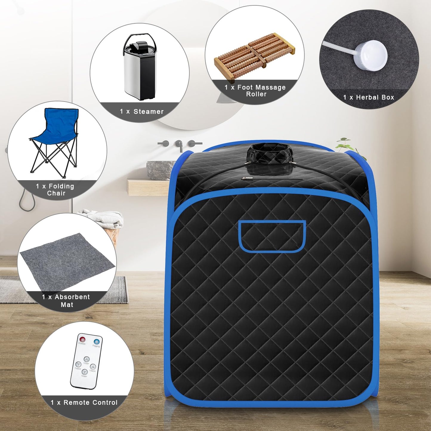 - RELAX4LIFE Portable Sauna Tent | 3L Sauna Pot Bath Box | 9-Gear Adjustable Temperature & Timer -