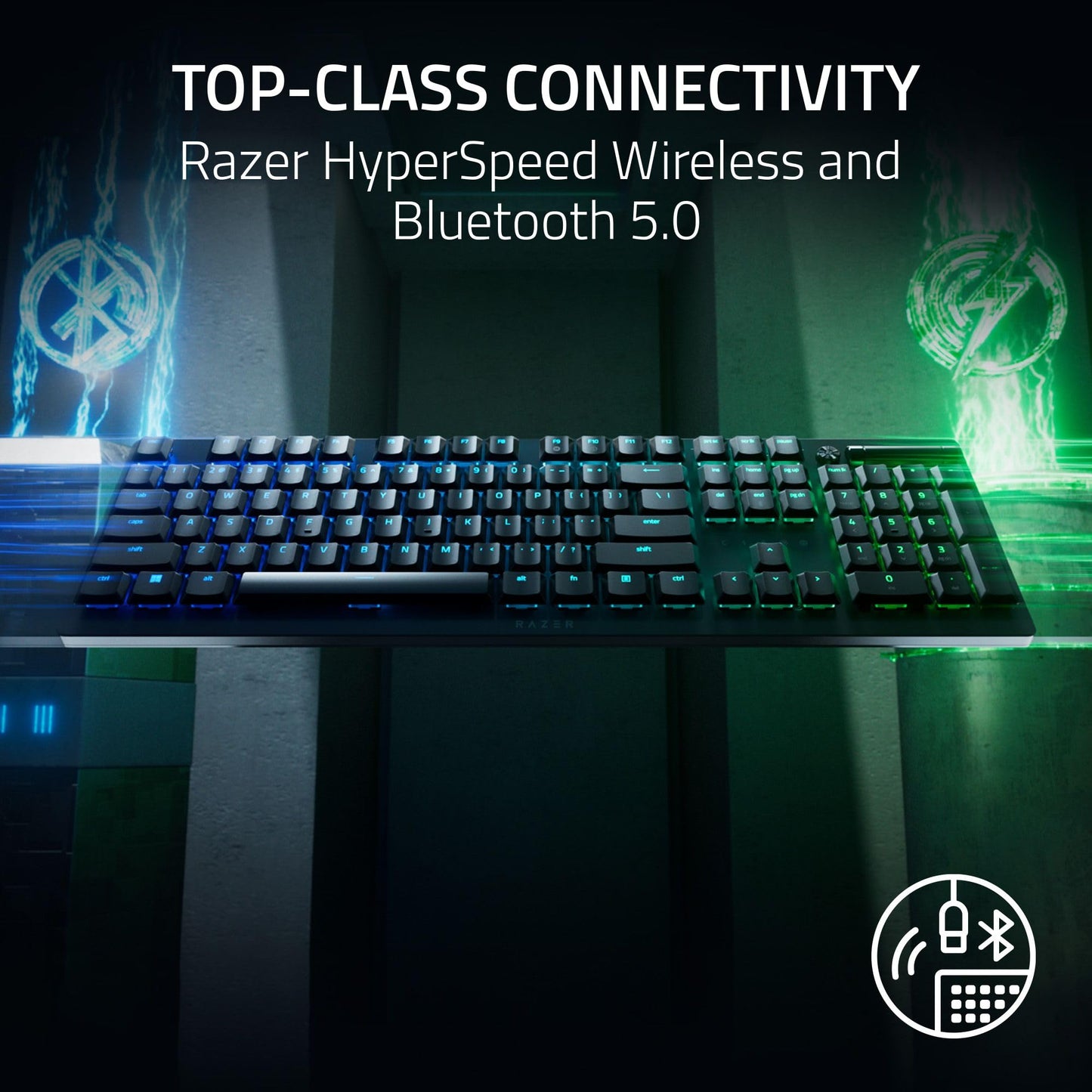 - Razer DeathStalker V2 Pro | Wireless Low-Profile Optical Gaming Keyboard | Wireless | Bluetooth 5.0 | UK Layout | Black -