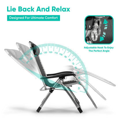 - Heavy Duty Outdoor Deluxe Reclining Zero Gravity Chair | Garden Recliner Sunloungers with Cup Holder & Cushion -