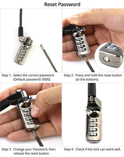 - QWORK® Laptop Lock | T-Bar Locking Mechanism | 4 Digit Password Protection -