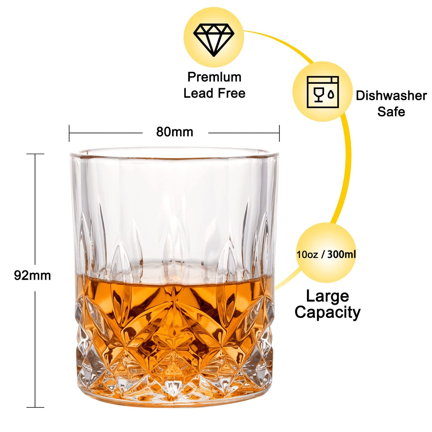 - Whisky glass, Set of 4 (2 Crystal Tumbler Glasses, 2 Large Ice Ball Moulds) in Gift Box
