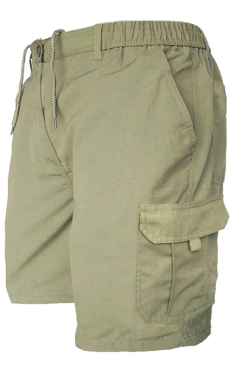 - JUST LOOK Mens Cargo Shorts | Combat Multi Pocket Elasticated Waist -