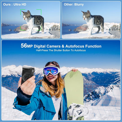 - Digital Camera AutoFocus 4K 56MP UHD Vlogging Camera | 16X Digital Zoom 3.0 Inch Compact Camera -