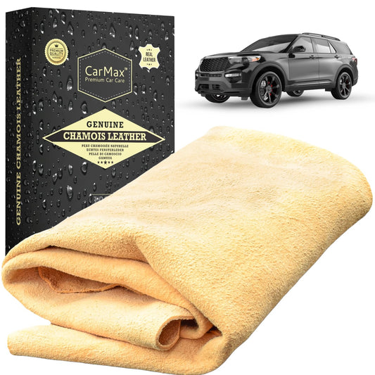 CarMax English Premium Grade Professional Natural Chamois Leather - our biggest and best shammy, super soft and highly absorbent, Made in the UK