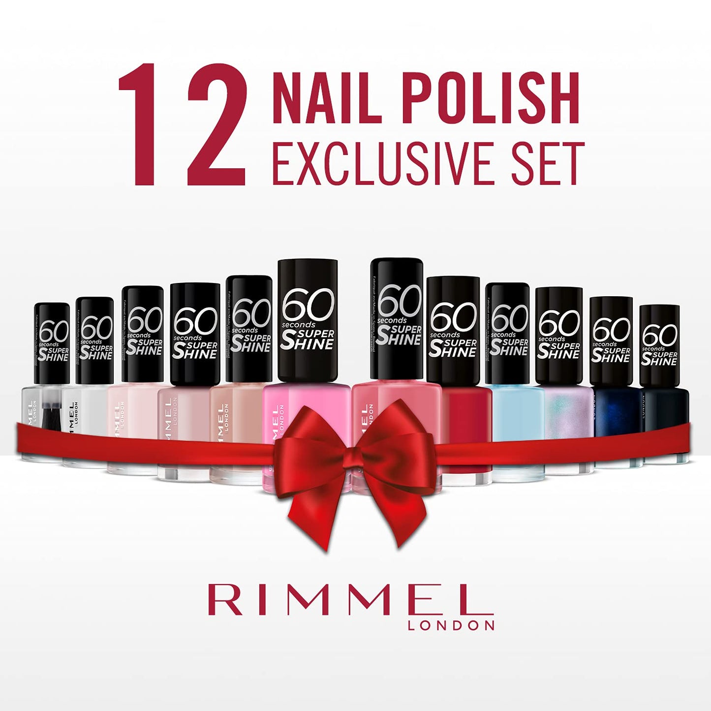 - RIMMEL LONDON | 60 Seconds Super Shine Nail Polish Set | Precise One Stroke Application | Up To 10 Days Wear | 12 Assorted Shades -