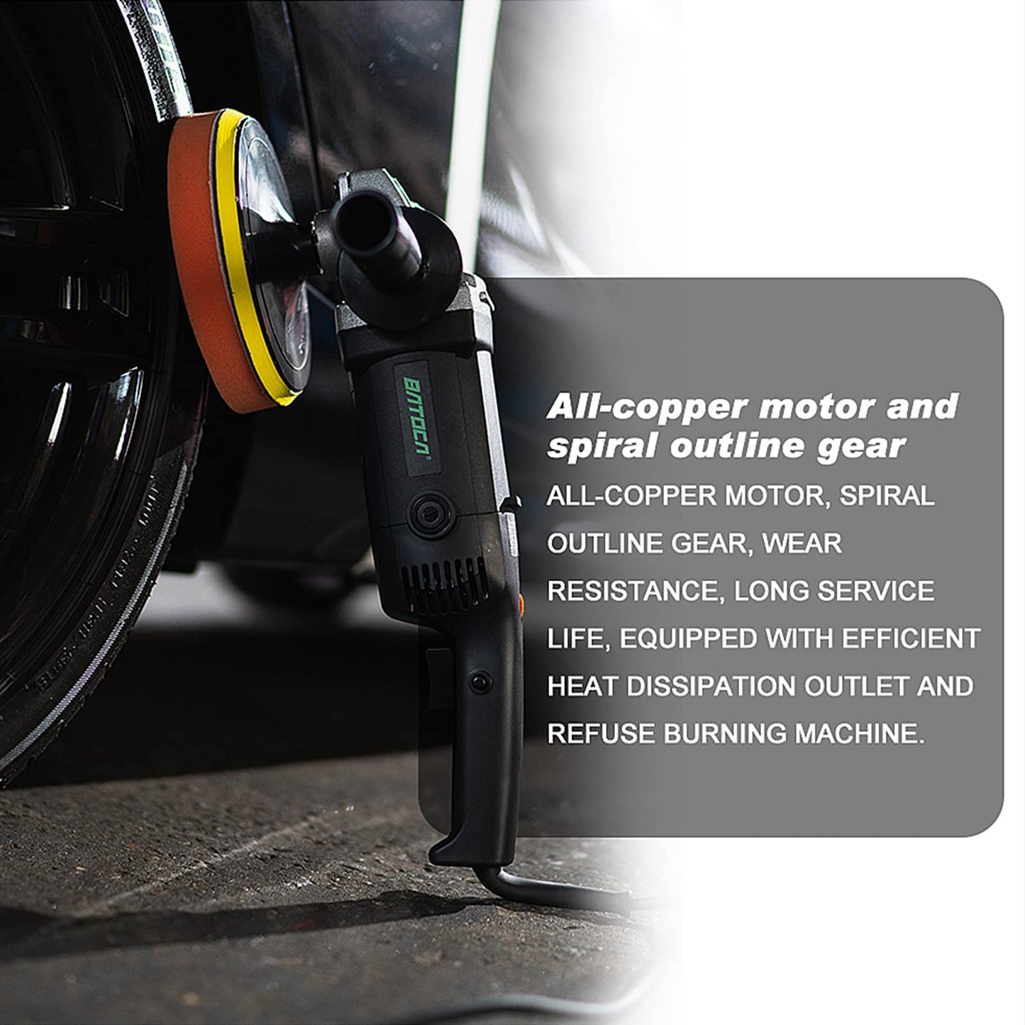BATOCA Car Polisher Buffer Sander Rotary Polishing Machine 1200W 5-Inch & 7-Inch Buffing Polish Pad Kit Variable 6 Speeds 600-3000 RPM for Car Boat Floor Clean Polishing