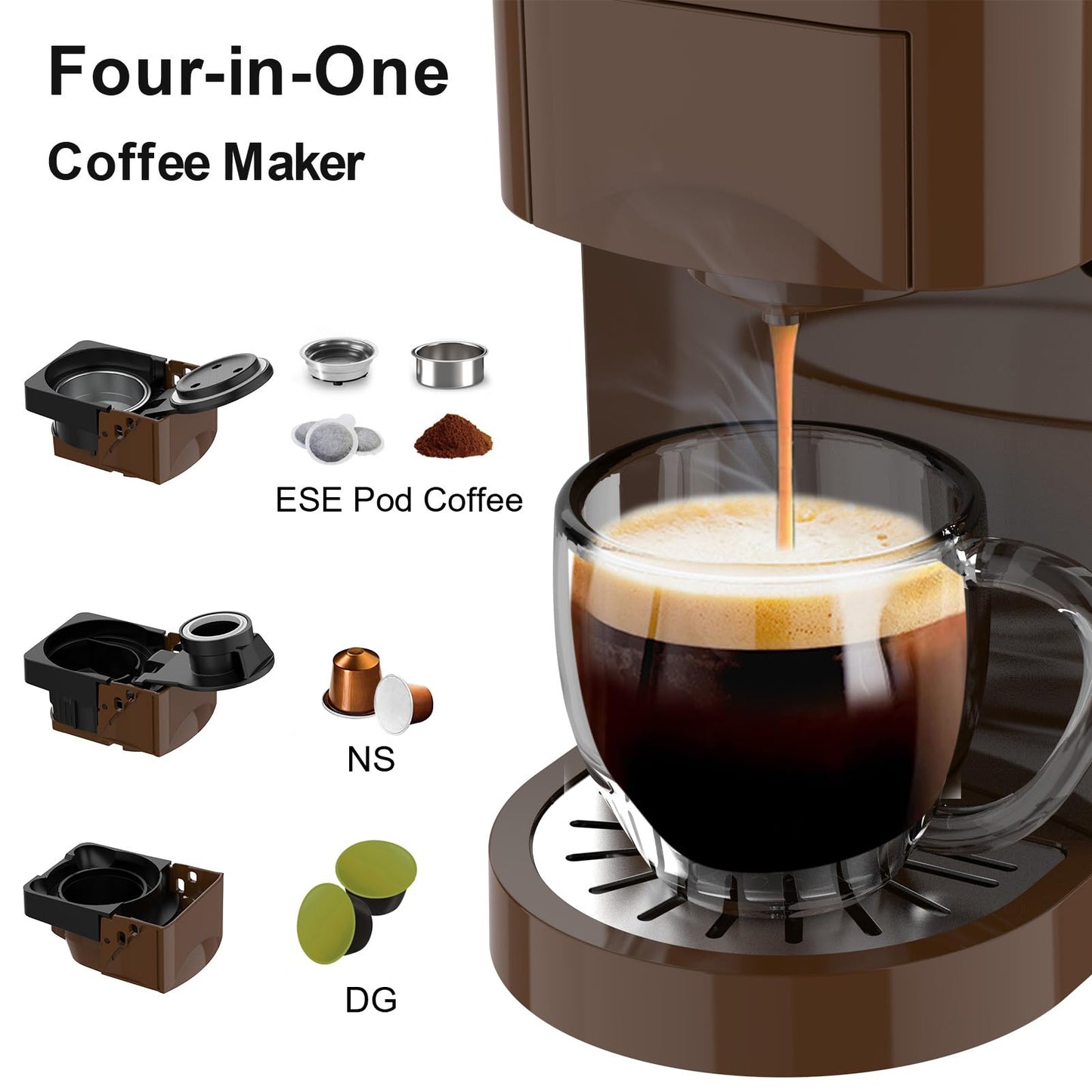 - KOTLIE Espresso 4in1 | Coffee Machine for Nespresso | Original/Dolce Gusto/L’OR/Starbucks/Ground Capsule -