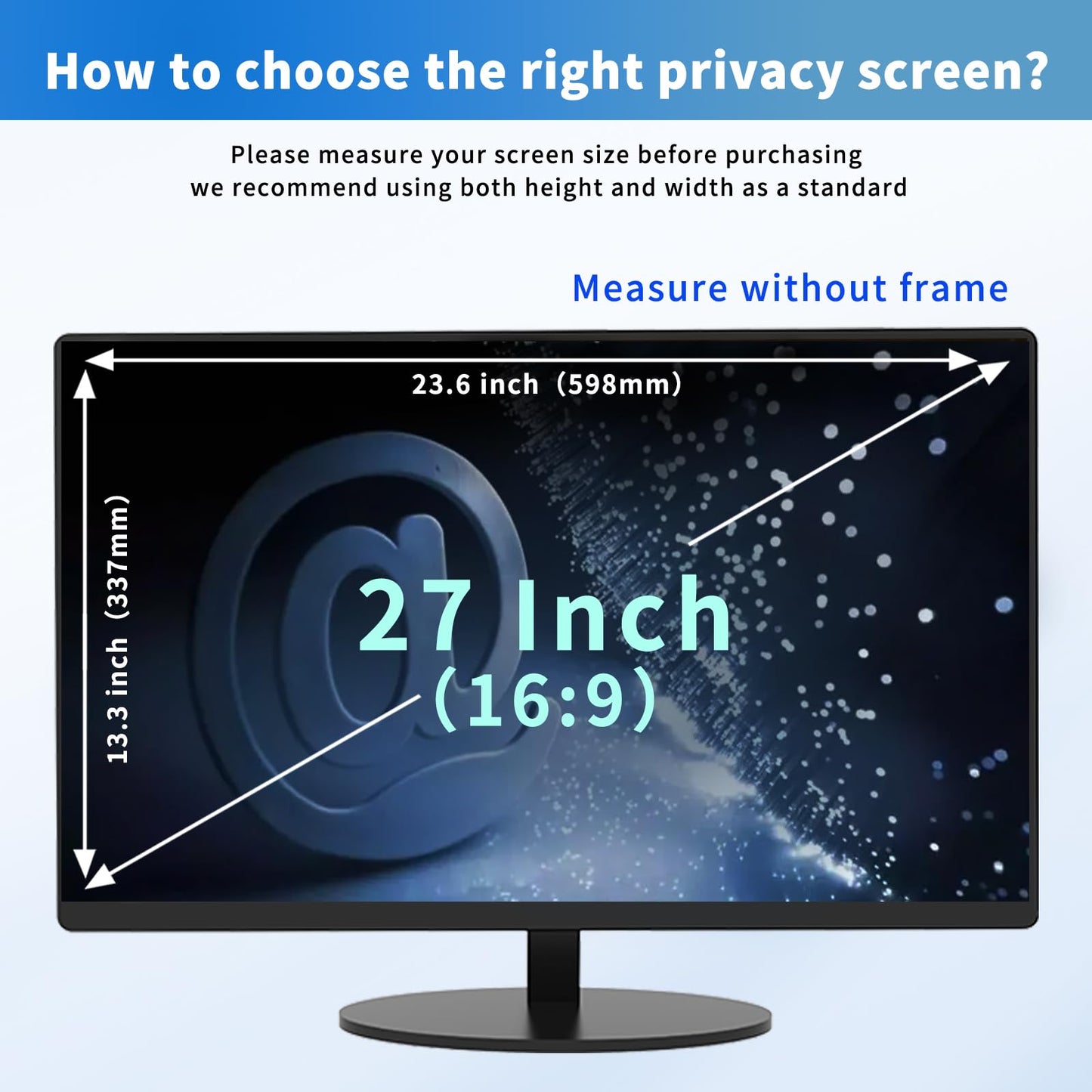 DEJIMAX 27 Inch Computer Privacy Screen Filter for 16:9 Widescreen Monitor, Anti Glare and Blue Light, PC Monitor Screen Privacy Shield,Anti Spy Screen Protector Film