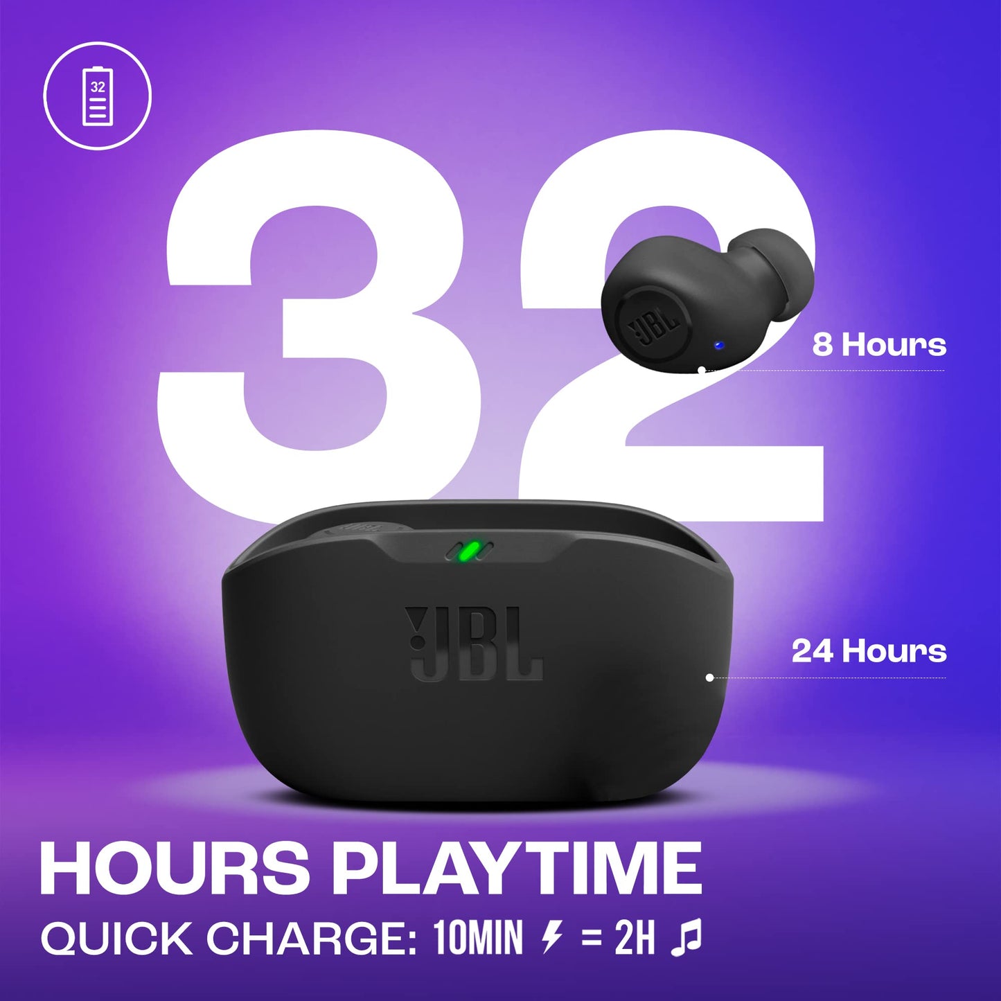 - JBL Wave Buds | In-Ear Wireless Earbuds | IP54 and IPX2 Waterproofing | Powerful Bass and 32 hours Battery Life -