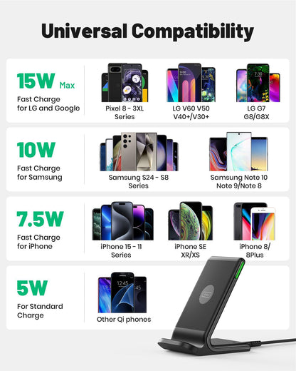 - INIU Wireless Charger | 15W Fast Wireless Charging Stand | Qi Certified | Sleep-friendly -