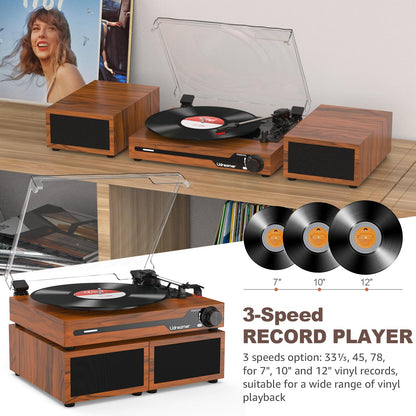- Udreamer Record Player with 2 Dual Stereo Speakers -