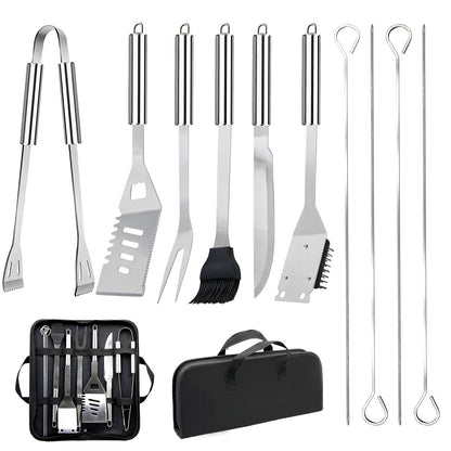 11Pcs BBQ Grill Tools Set Fathers Day Grill Gifts with Storage Bag, Practical Versatile Stainless Steel Grilling Accessories Barbecue Utensil Gifts for Men Camping Picnics Family Barbecues