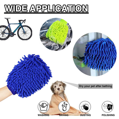 BNFGD 4Pcs Car Wash Mitt,Car Mitt for Washing,Double Sided Microfiber Car Wash Mitts Car Wash Glove Reusable Cleaning Gloves Super Absorbent Microfibre Gloves Microfibre Cloth(Blue,Green).