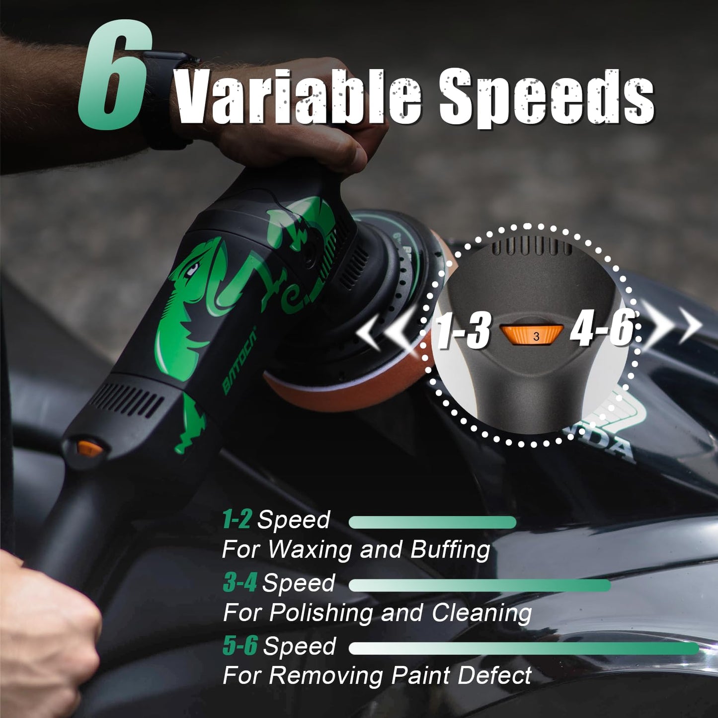 BATOCA Dual Action Car Polisher Buffer Machine 700W Orbital DA Polishing Machine with 6-Inch 150mm Buffing Polish Pads Bonnets for Car Care Polishing Clean