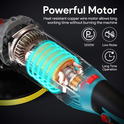 - ENEACRO Polisher | Rotary Car Buffer Polisher Waxer | 1200W 180/150 mm Plate | 6 Variable Speed 1500-3500RPM | Detachable Handle -