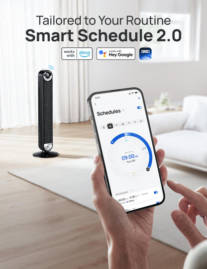 - Dreo 25dB Smart Silent Tower Fan | Upgrated DC 9 Speeds Utral-Quiet Floor Fan | 90° Oscillating Bladeless Cooling Fan | 4 Modes 12H Timer | Remote Control -