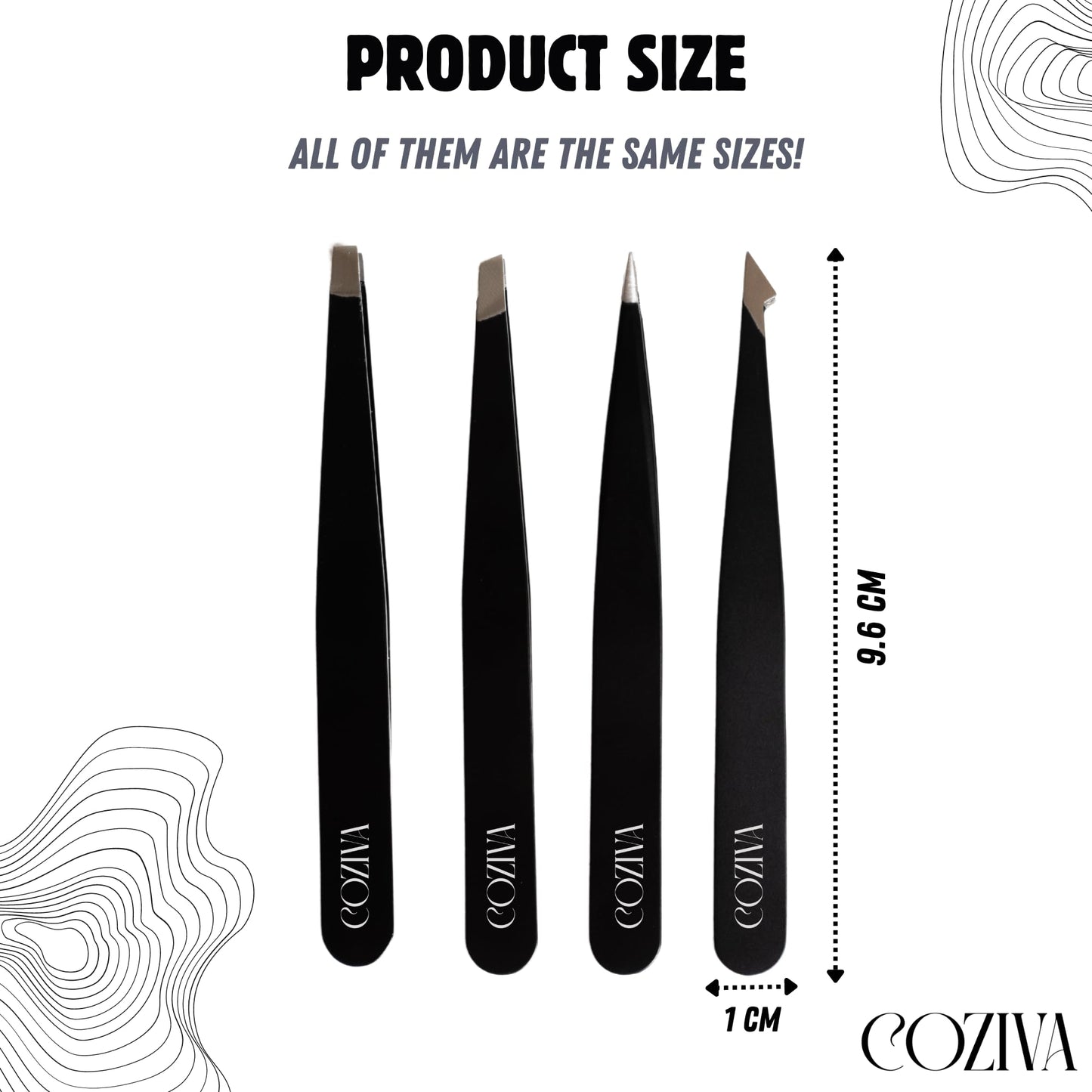 Coziva Professional Tweezers for Facial Hair Women & Men- 4 Pcs Precision Tweezer Set- Stainless Steel Eyebrow Tweezers Men - Ingrown Hair Tweezers for Facial Hair Removal & Grooming Needs