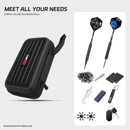 CyeeLife Dart Case,Darts Carrying Case for Steel Tip or Soft Tip Darts, Holds 3 Darts and Extra Accessories,Built-in Storage Tubes and Pockets for Flights, Tips, Shafts ect.