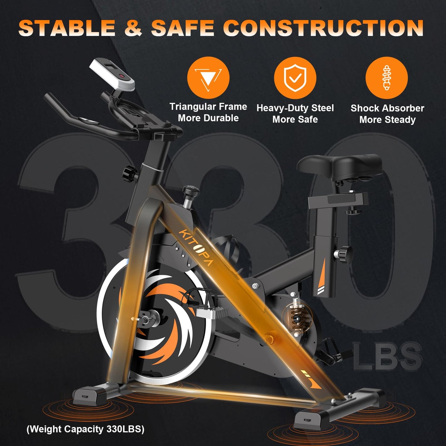 - Kitopa Exercise Bike for Home Use | Magnetic Resistance Stationary Indoor Cycling | Comfortable Seat Cushion | LCD Monitor -