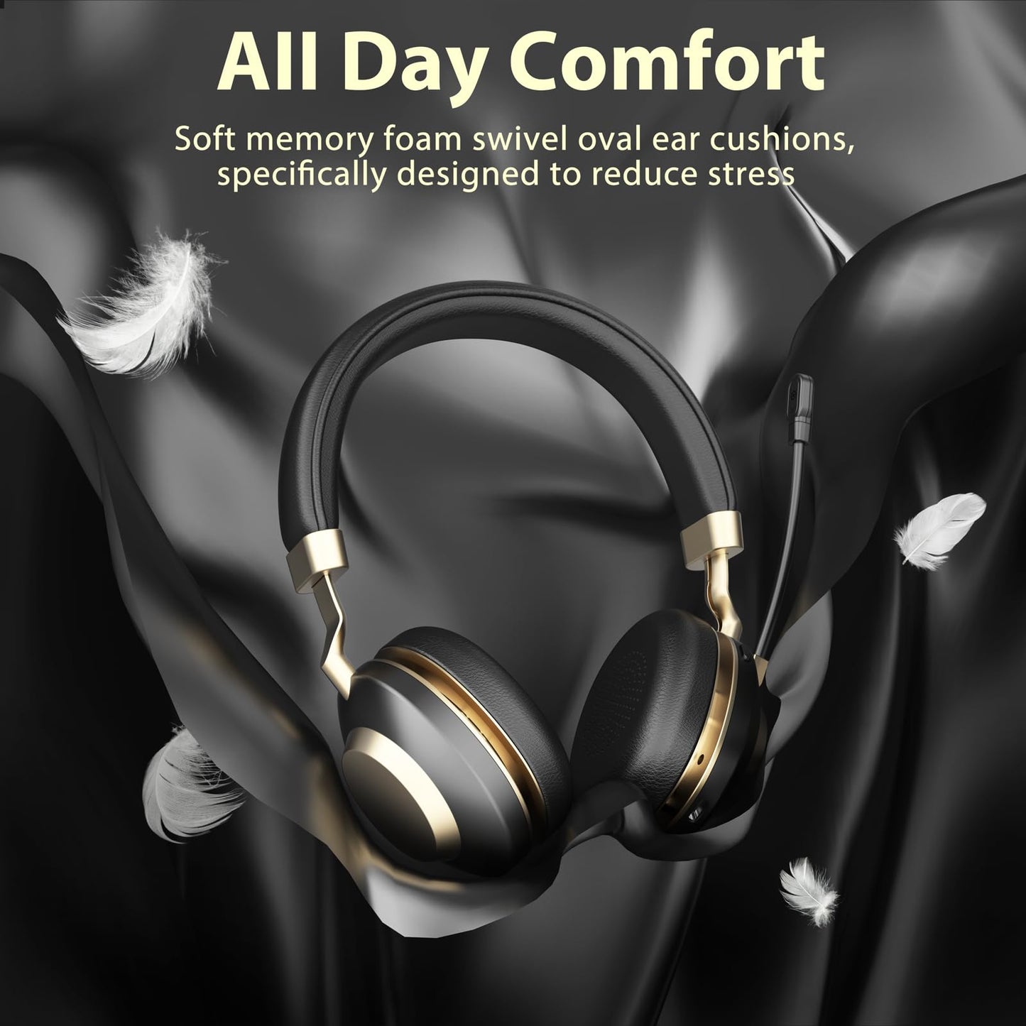 - Earbay Wireless Headset | Headphones with Microphone Noise Canceling | 45H Work Time | V5.3 Bluetooth Headset with Mic Mute & USB Dongle -