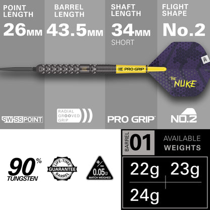 - TARGET Darts | Luke Littler G1 24G 90% Tungsten Swiss Point Steel Tip Darts Set |  Player Edition The Nuke Dart Set | Pro Grip Shafts -