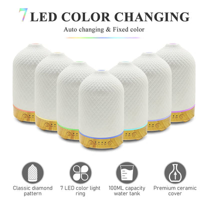 - Essential Oil Diffuser | Aromatherapy Air Cool Mist Diffuser | 100ml | Ceramic Aroma Scent Diffusers | Humidifier With Auto Shut Off -