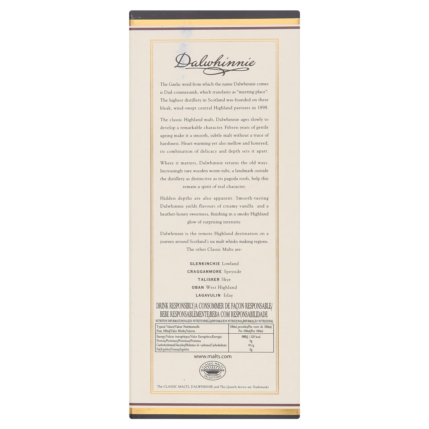 Dalwhinnie 15 Year Old Single Malt Scotch Whisky | 43% vol | 70cl | Highland Whisky | Smooth & Aromatic | Malty Sweet Flavours & Smoky Warmth | Scottish Whisky with Gift Box