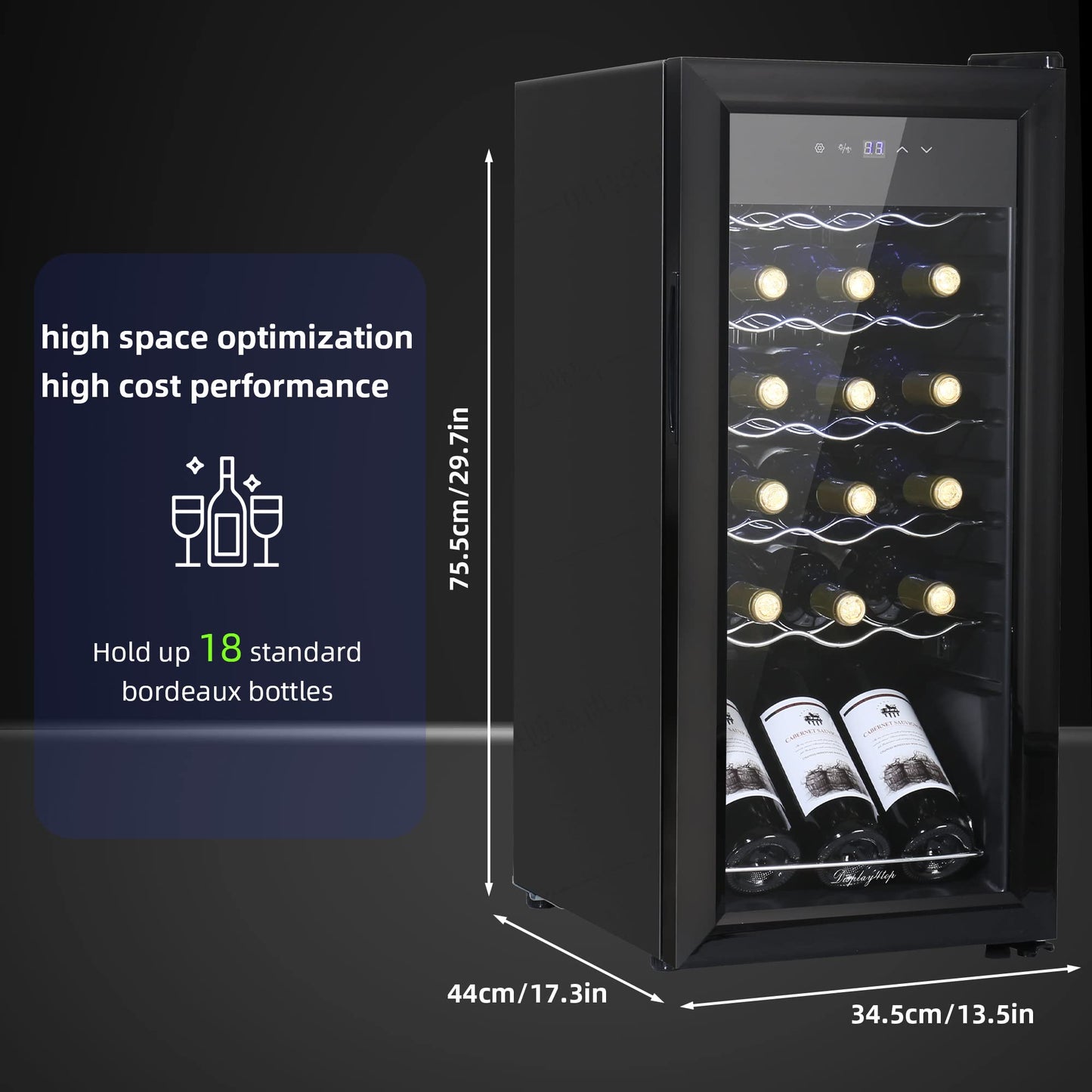 - display4top Wine Fridge | Wine Cooler | Wine Fridge | Digital Touch Screen Controls -