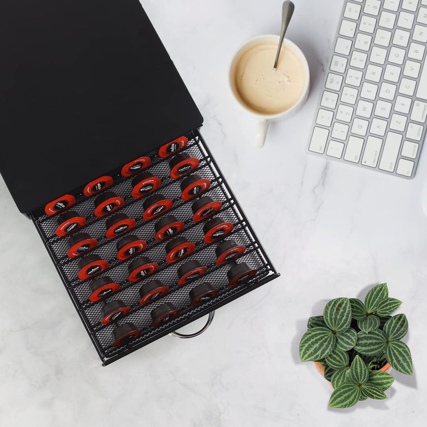 - SYSYLY | Coffee Pod Holder | Coffe Pod Storage | Compatible with Lavazza Mio,Nespreso Vertuo,Tchibo Cafissimo Capsules | 40 Pod Capsule Holder -