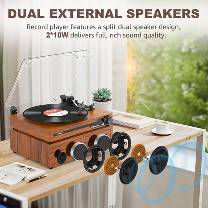 - Udreamer Record Player with 2 Dual Stereo Speakers -