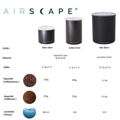AirScape Coffee Storage Canister (1.1 kg Dry Beans) - Extra Large Kilo Size Food Storage Container, Patented Airtight Two Way Valve Lid Pushes Air Out to Preserve Freshness (Matte White)