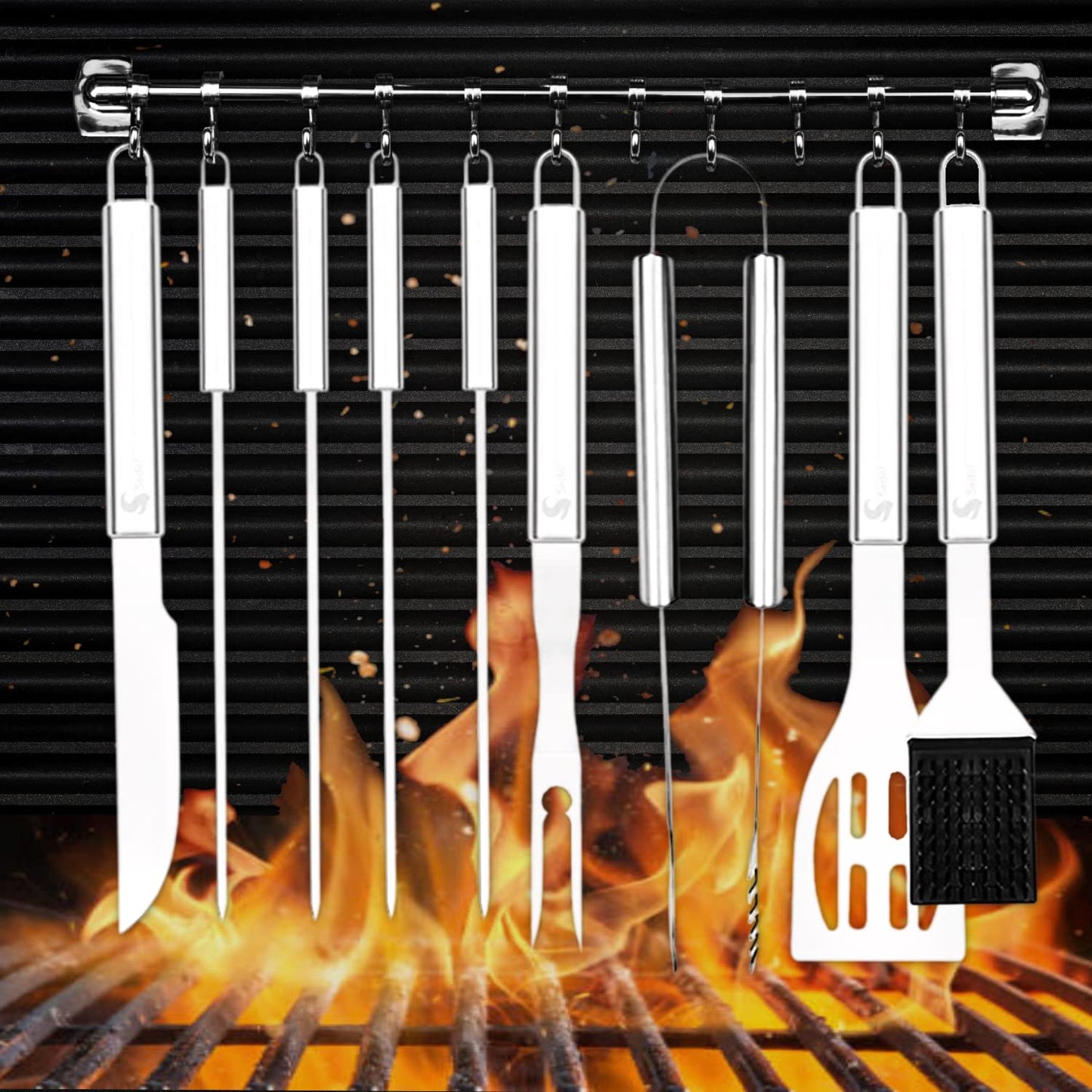 - SEDOL BBQ Tools Set | 18pcs Heavy Duty Stainless Steel BBQ Accessories -
