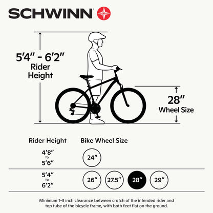 -  Schwinn Discover Adult Hybrid Bike for Men and Women | 700c Wheels, 21-Speeds | 19-Inch Aluminum Step-Over Frame | Front and Rear Fenders | Rear Cargo Rack | Black -