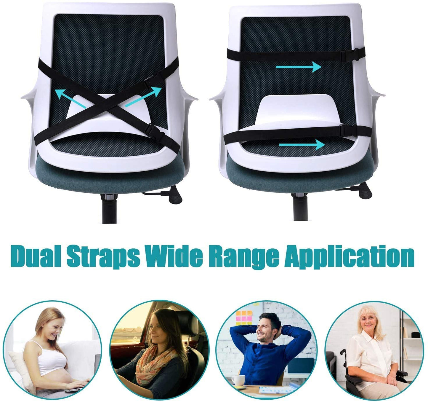 - QUTOOL Lumbar Support Pillow | Office Chair Car Memory Foam Back Cushion -