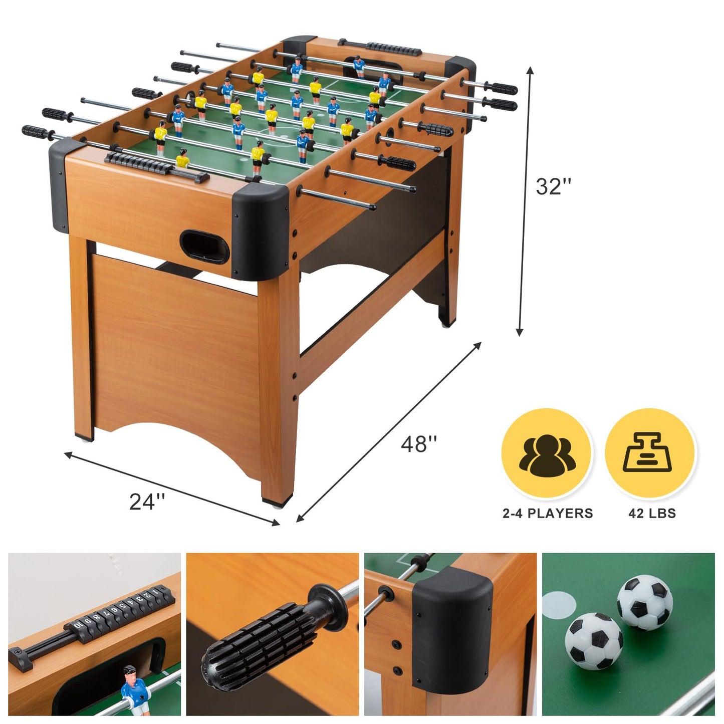 - Football Table Game | 48 inches Soccer Tabletop -