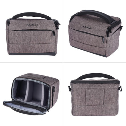 Andoer DSLR Camera Shoulder Bag, Cuboid-Shaped Portable Fashion Polyester Camera Case for Canon Nikon Sony FujiFilm Olympus Panasonic (Brown)