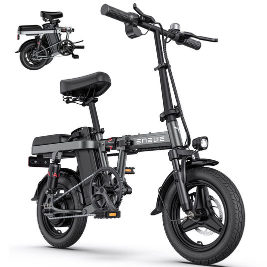 - ENGWE T14 Folding Electric Bike 14'' Tires Portable E-bike 48V 10Ah Removable Battery | 25 km/h Speed for Range of 30-70 km -