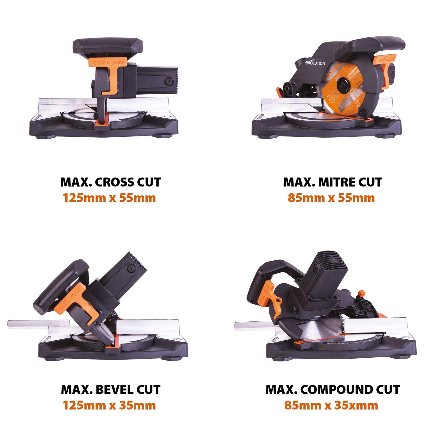 - Evolution Power Tools R210CMS Compound Mitre Saw | Multi-Material Cutting TCT Blade -