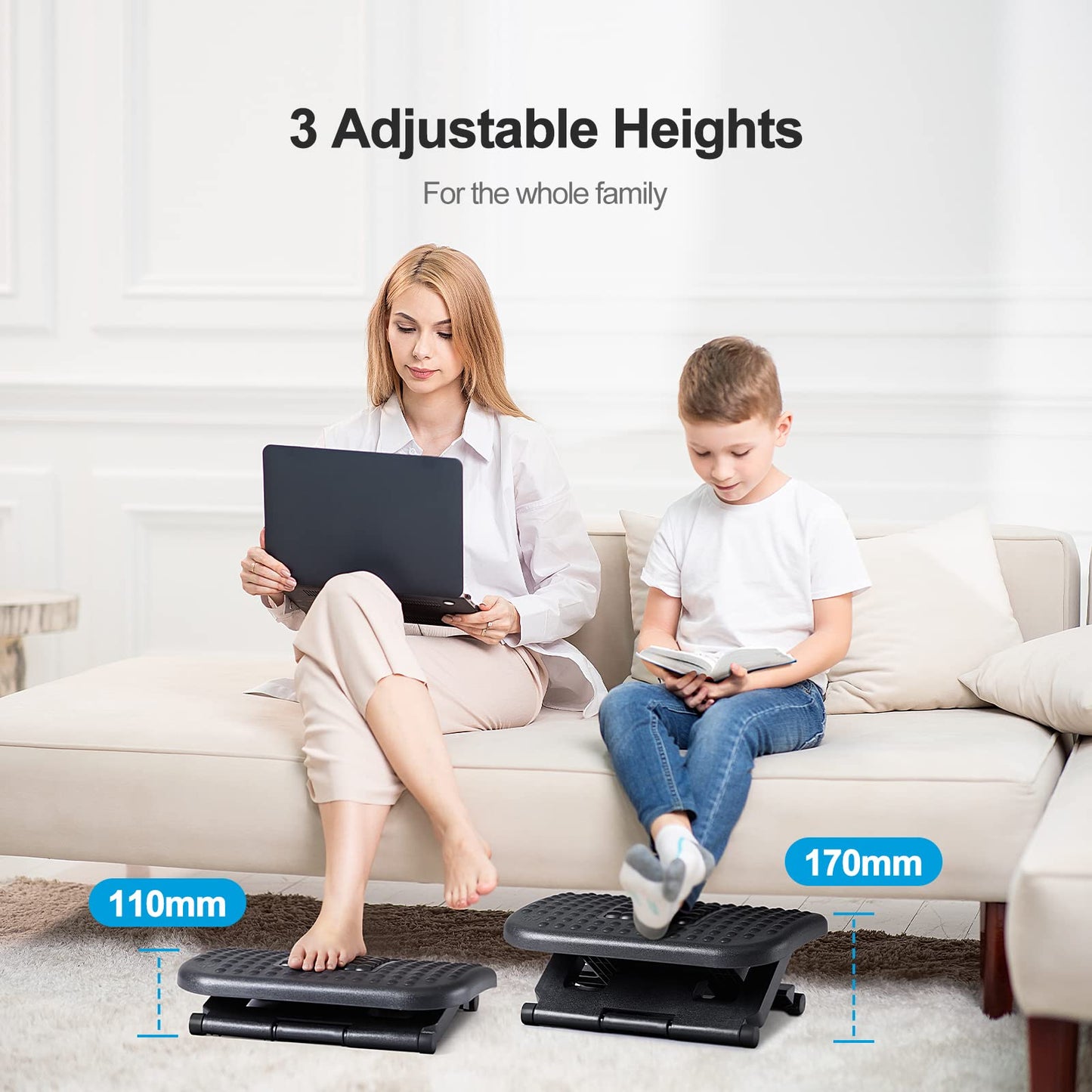 - HUANUO Foot Rest | Foot Rest Under Desk | Adjustable Angle & 3 Different Height Positions -