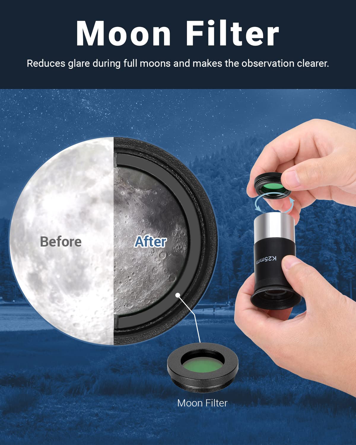 - ESSLNB Telescope 36070 |  70mm Fully Coated Lens | 3X Barlow Lens Moon Filter -