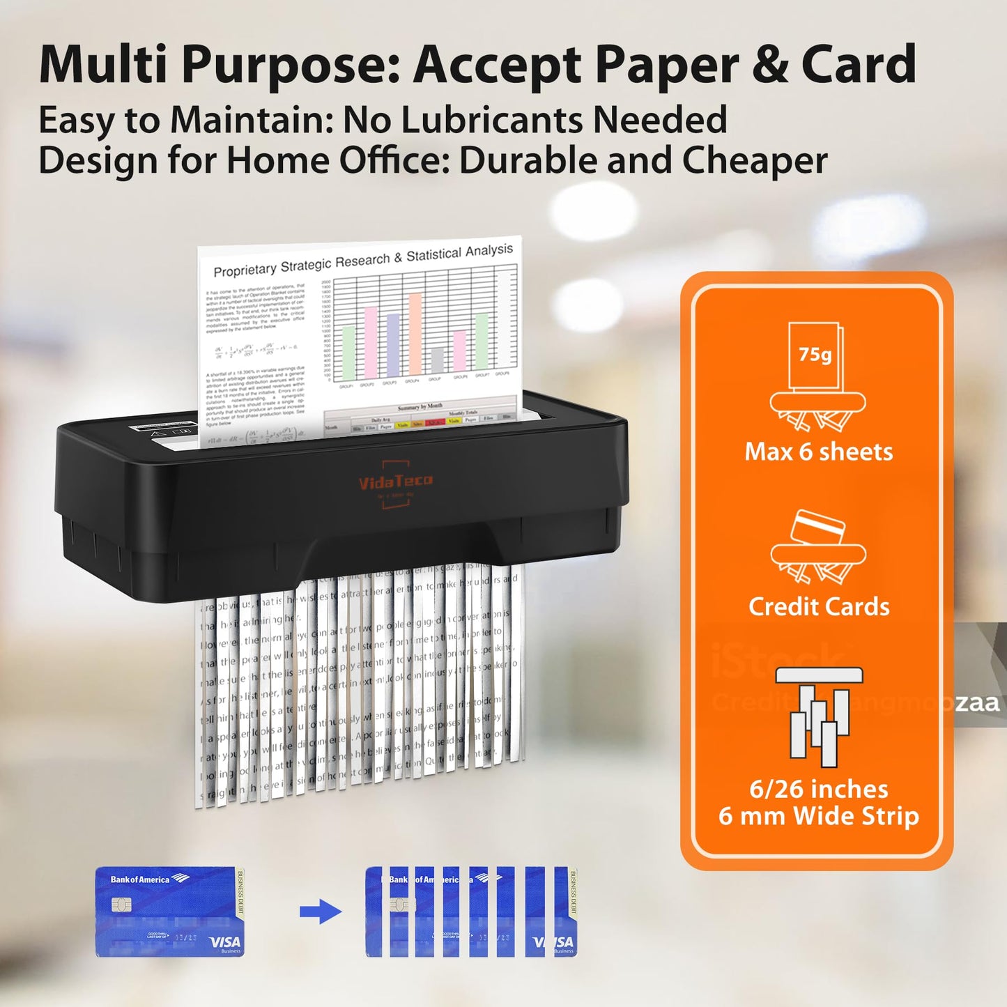 - VidaTeco Strip Cut Paper Shredder Home Use -