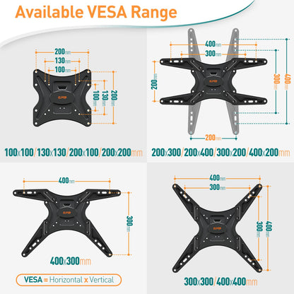- ELIVED TV Wall Bracket for Most 26-60 inch TVs | Tilt and Swivel Wall Mount -