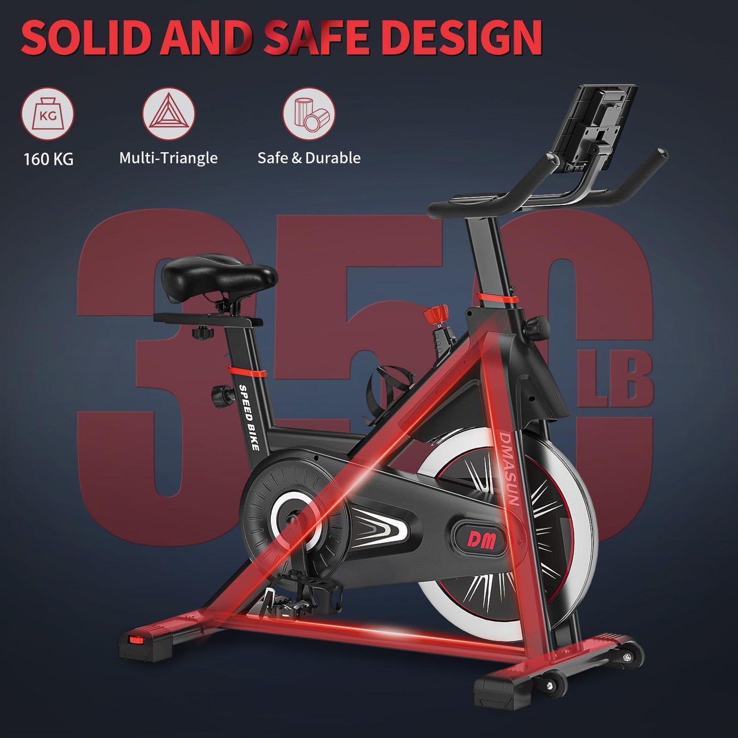 - DMASUN Exercise Bike For Home Gym | LCD Display & Tablet Holder | Super Quiet -