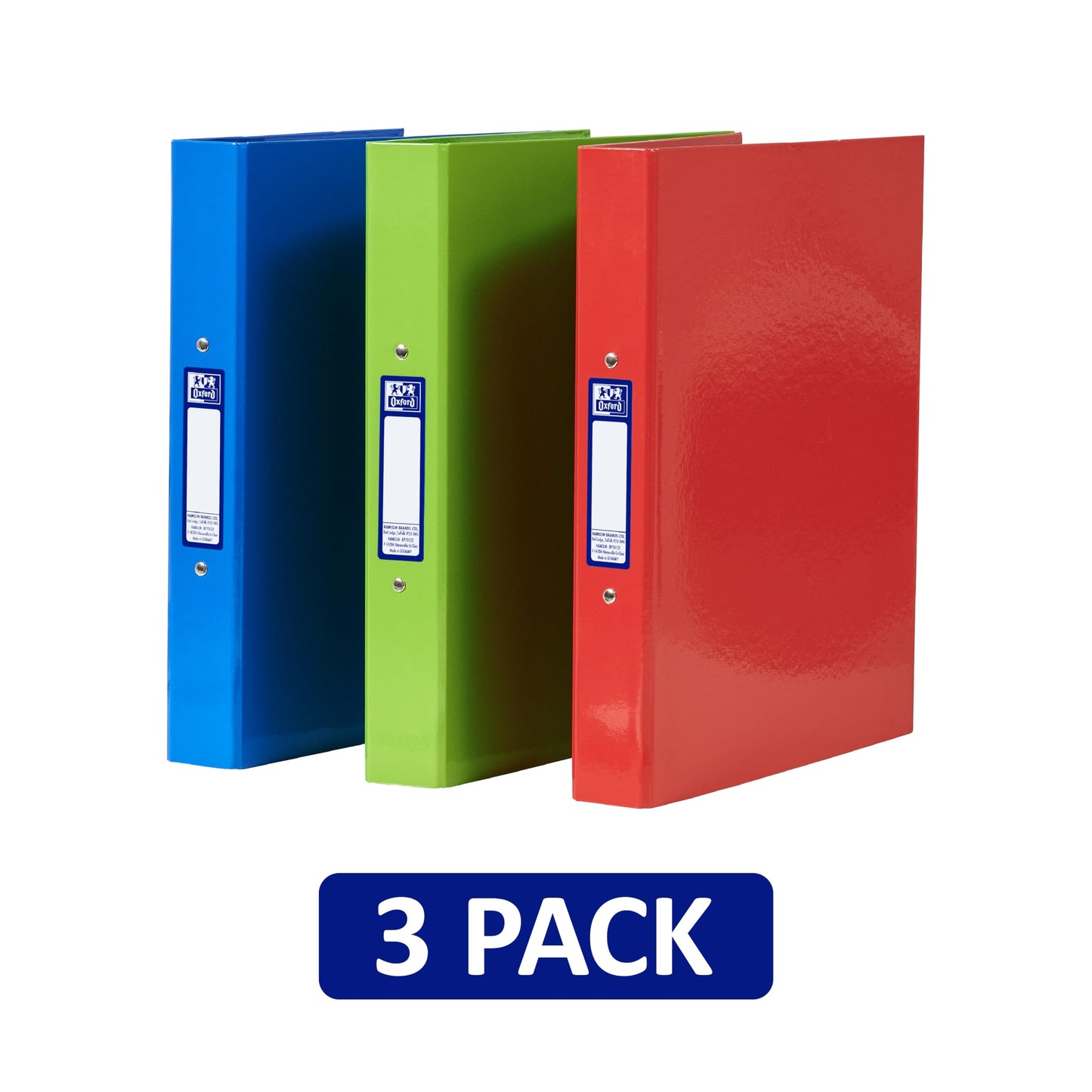 - Oxford A4 Ring Binders | Red/Green/Blue | Pack of 3 Folders 40mm -