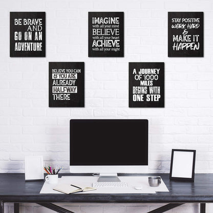 - 10 Pieces Inspirational Wall Poster Positive Quote Posters Wall Decor Affirmation Art Posters with 80 Glue Point Dots for Classroom Living Room Office Walls Decorations (Black White, 11 x 14 Inch)
