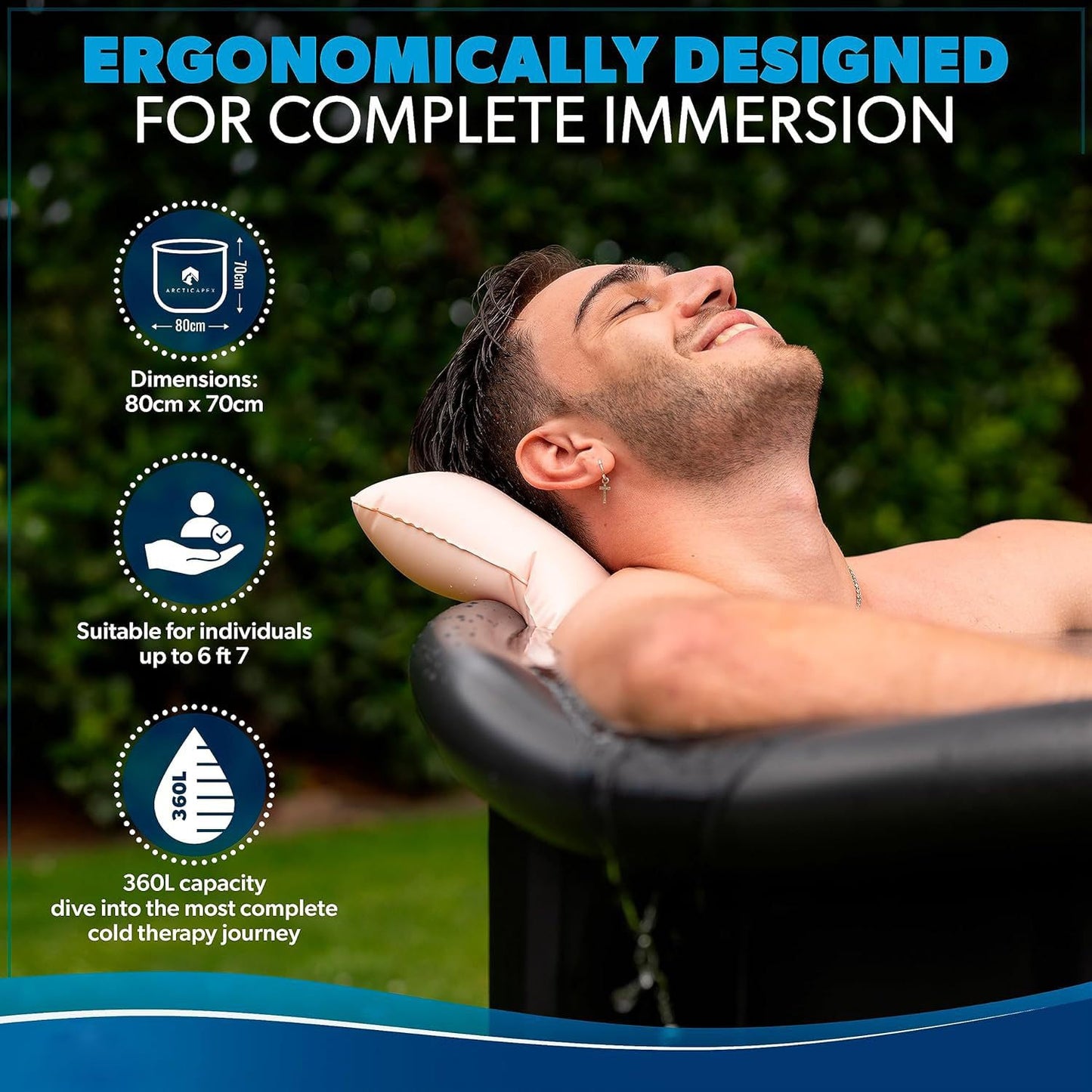 367L Portable Ice Bath for Cold Water Therapy Training/an Ice Bathtub with Cover for Athletes-Adult Spa for Ice Baths and Soaking-Outdoor Cold Plunge Tub,Foldable Bathtub Indoor Outdoor Use